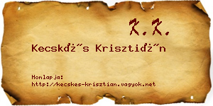 Kecskés Krisztián névjegykártya
